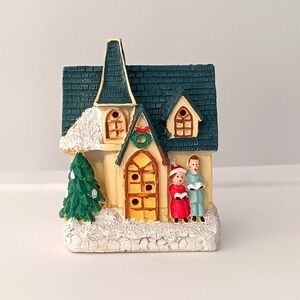 Christmas Decor Mini House Carolers LED 3.5" Battery Operated Green Red White